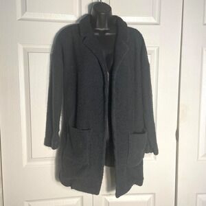 Marine Layer Lila Open Front Cardigan Women M Black Textured Knit Grunge Sweater